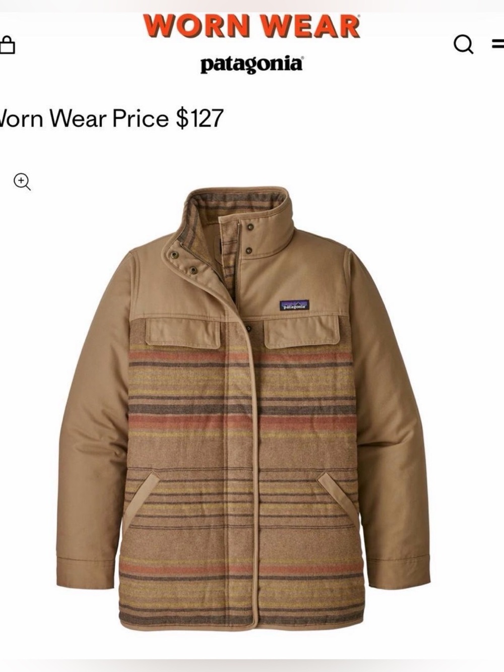 Patagonia Tan & Brown Striped Jacket